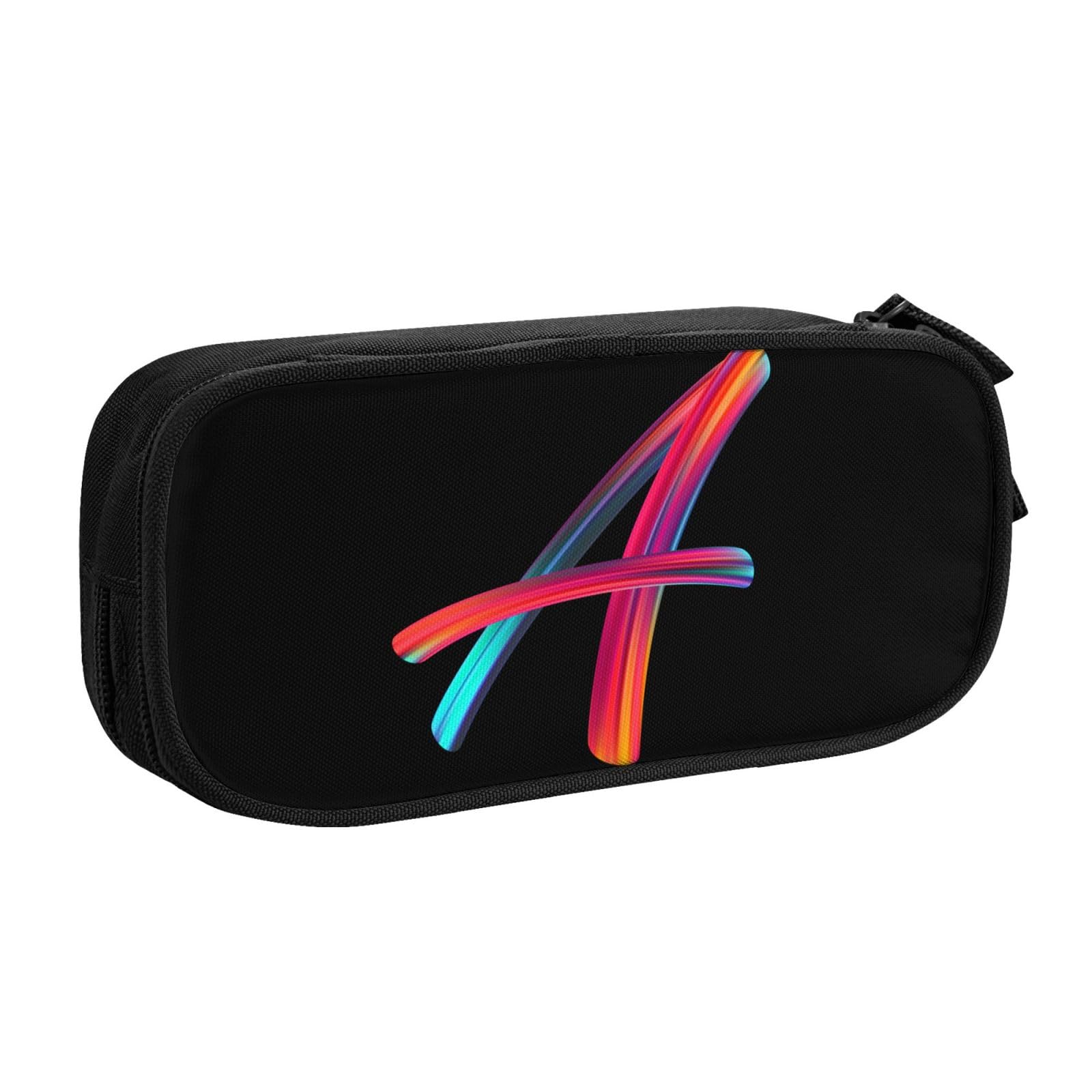 Cute Initial Pencil Case for Kids Students, Large Capacity Pencil Pouch for Boys Girls, Letter Design Pencil Box Pen Bag Office Stationery Organizer, Rainbow Letter A