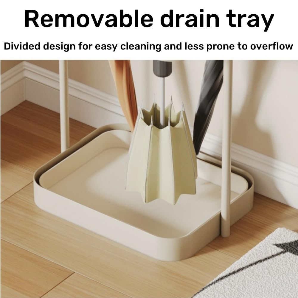 Soporte para paraguas de pie con rejilla de drenaje, para entrada y recibidor, perfecto para pasillos y dormitorios, diseño moderno.
