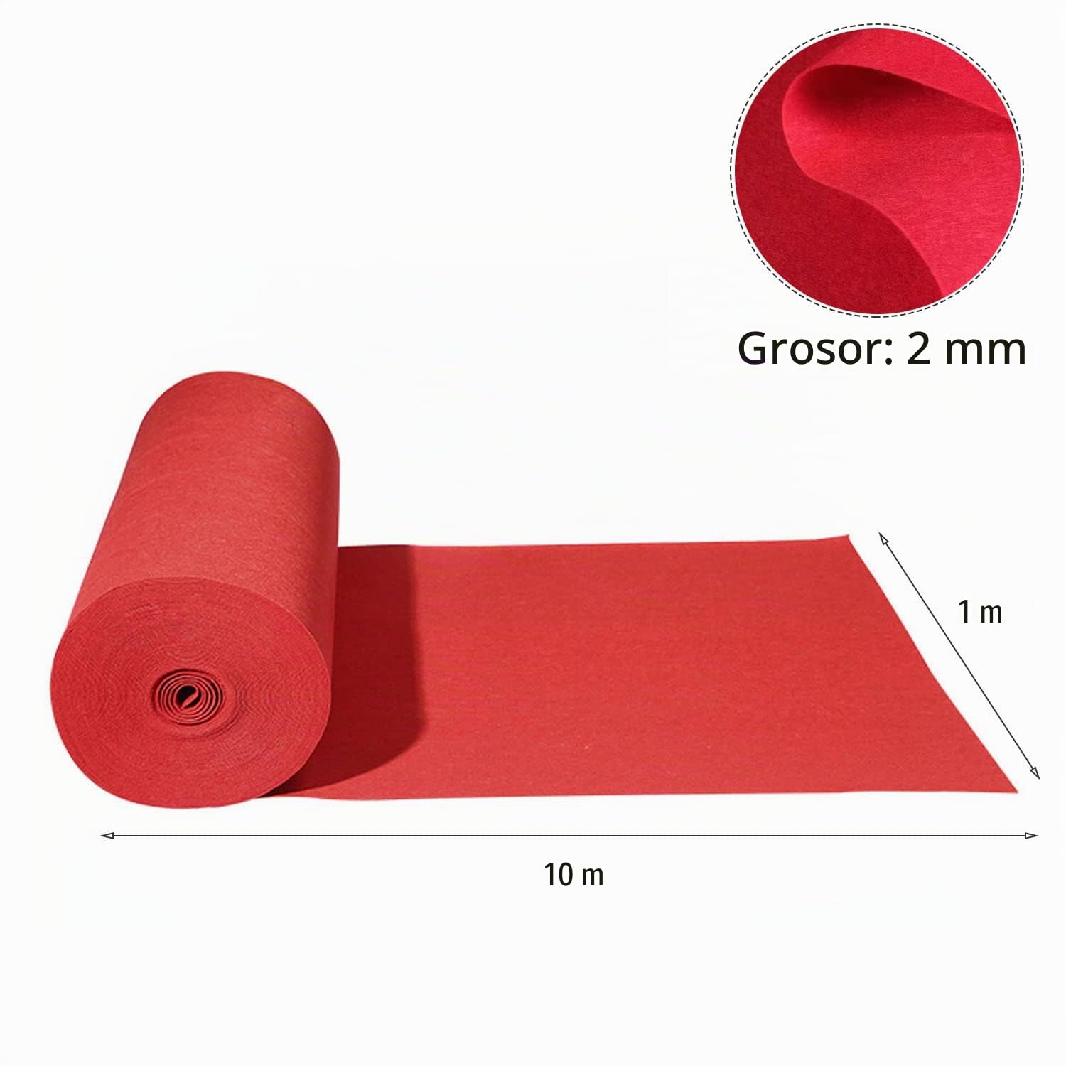 uyoyous Alfombra VIP Roja para Bodas, 10 m, Eventos, 2 mm de Grosor, Recepción, Color Rojo, Fiestas, Bodas, Pasillos, 10 x 1 m (Largo x Ancho) | Alfombra de recepción roja para boda, fiesta, boda, pasillo, pasillo, 10 x 1 m (largo x ancho)