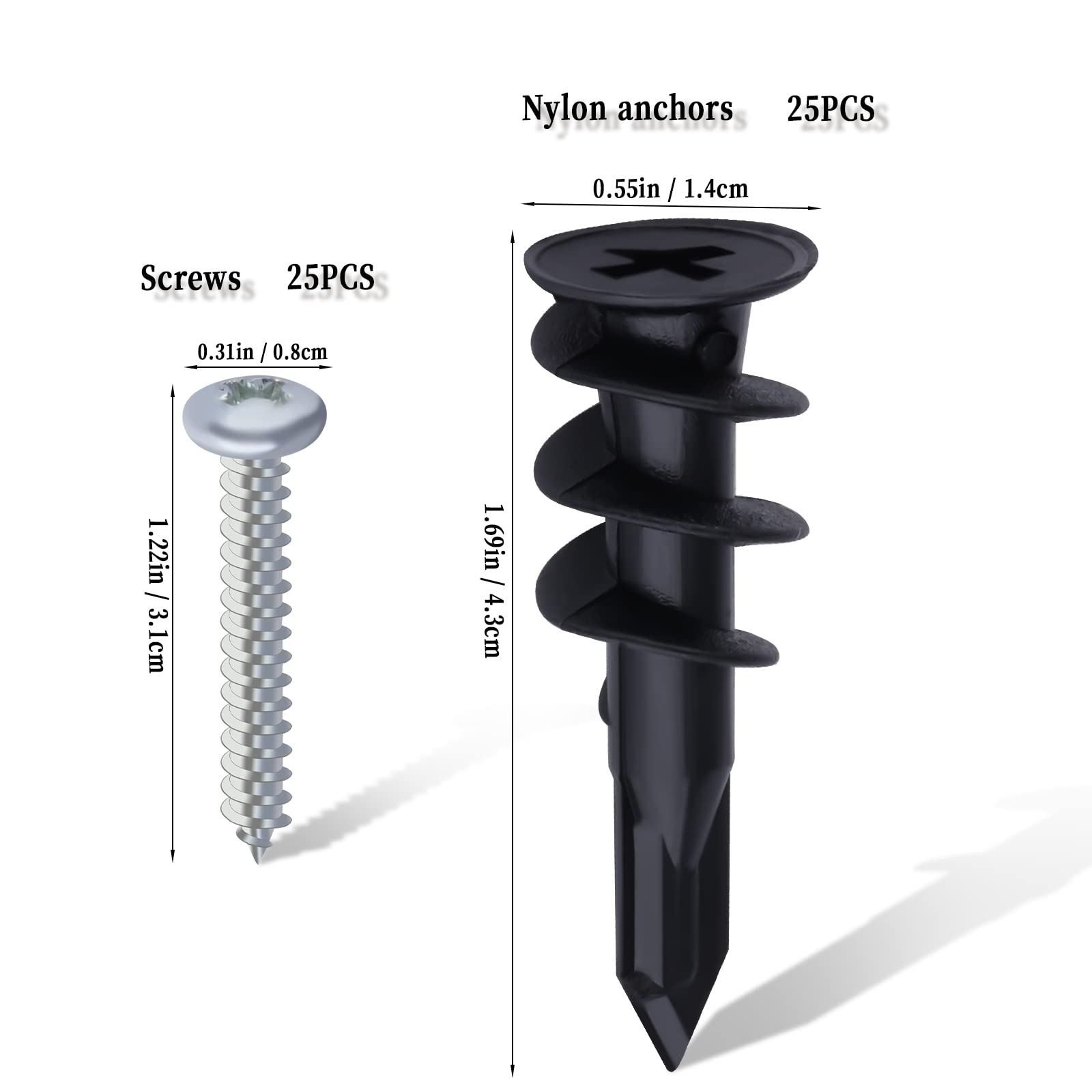 25 Set Ancoraggi Per Cartongesso - Con Viti, Autoperforanti, Per Appendere Quadri E Tendaggi