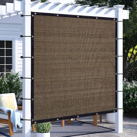 Amagenix Sun Shade Cloth Privacy Screen with Grommets, Pergola Replacement Shade Cover Canopy for Outdoor Patio Garden,10' x 12', Mocha Cover