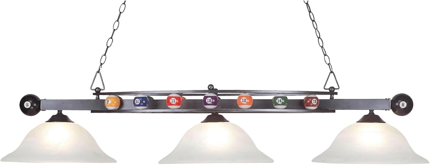Elk 190-3-Gm-G1 Designer Classics 3-Light Billiard Light, 14-Inch, Gun Metal With White Faux Alabaster Glass Shades