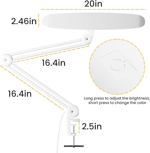 Miniatura 4 de Lámpara de escritorio LED ajustable de 3000 lúmenes y lámpara de tareas, iluminación brillante y regulable para oficina, manualidades, uñas y