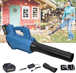 Soprador De Folhas Sem Fio + 2 Baterias(3.0Ah/4.0Ah/6.0Ah)+ Correia, Bateria De LíTio Soprador De Jardim | Controle De 5 Velocidades | Ferramenta De Sopro De Neve Leve De 2 Kg,(6.0AH) Battery  