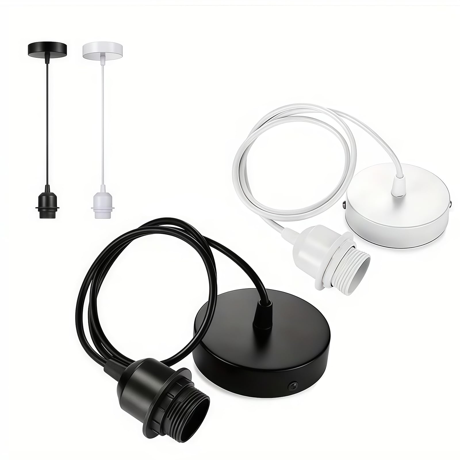 yanwuwa 2Pcs Ceiling Pendant Light Fixture Lamp Holder E27 Screw Socket Holder for Lighting Fixtures Includes Connection Cord