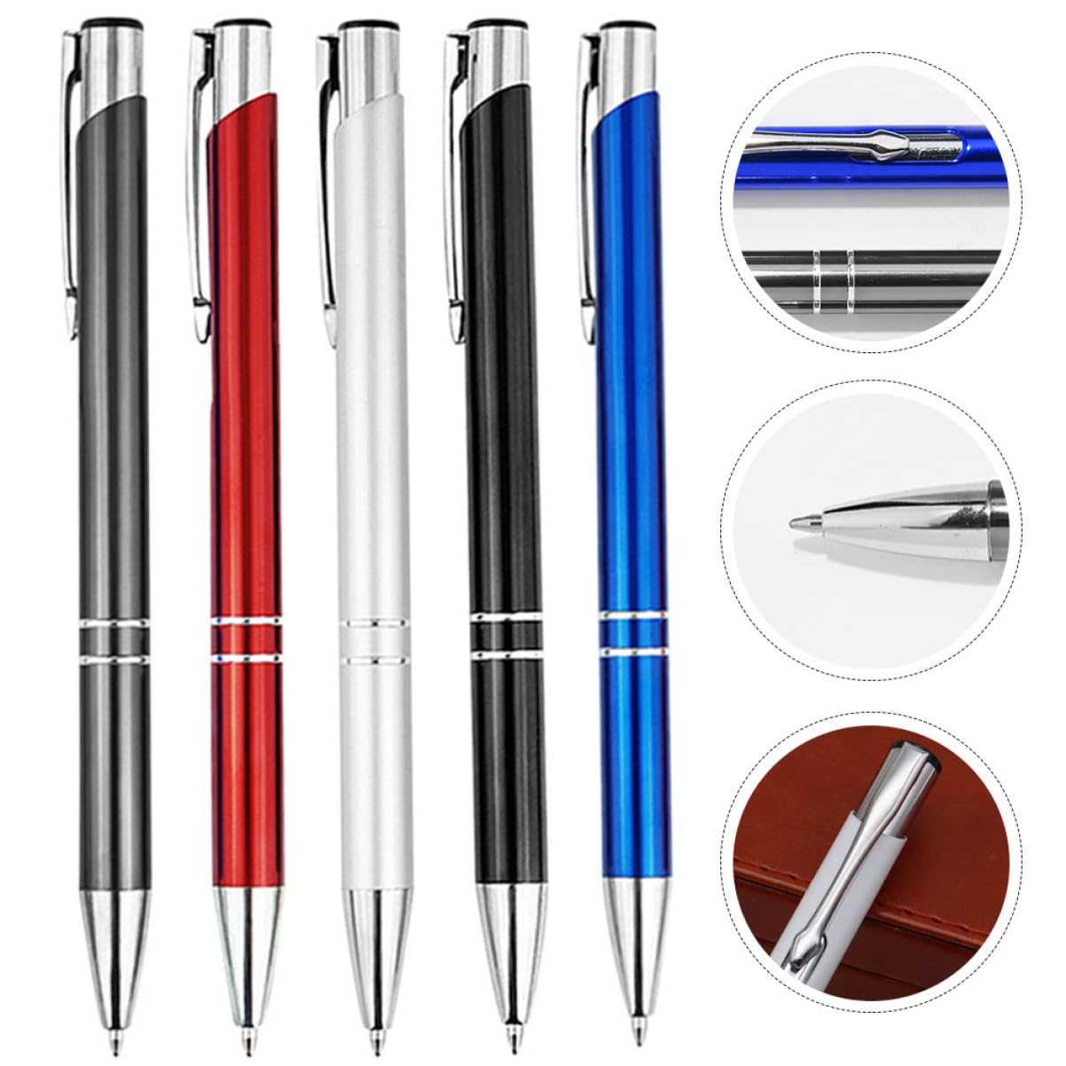 25piezas Bolígrafo De Metal Multifuncional De Tinta Azul Roja Gris y Plateada Para Escritura Diaria y Manualidades
