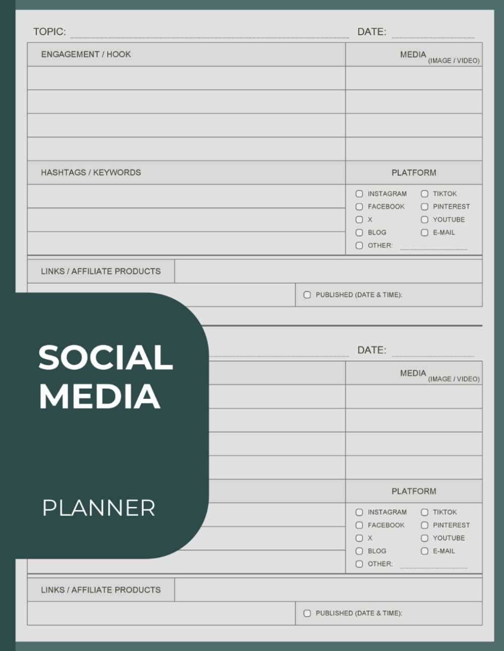 Social Media Planner: Organize and Schedule Posts Efficiently | For Marketing Managers and Content Creators