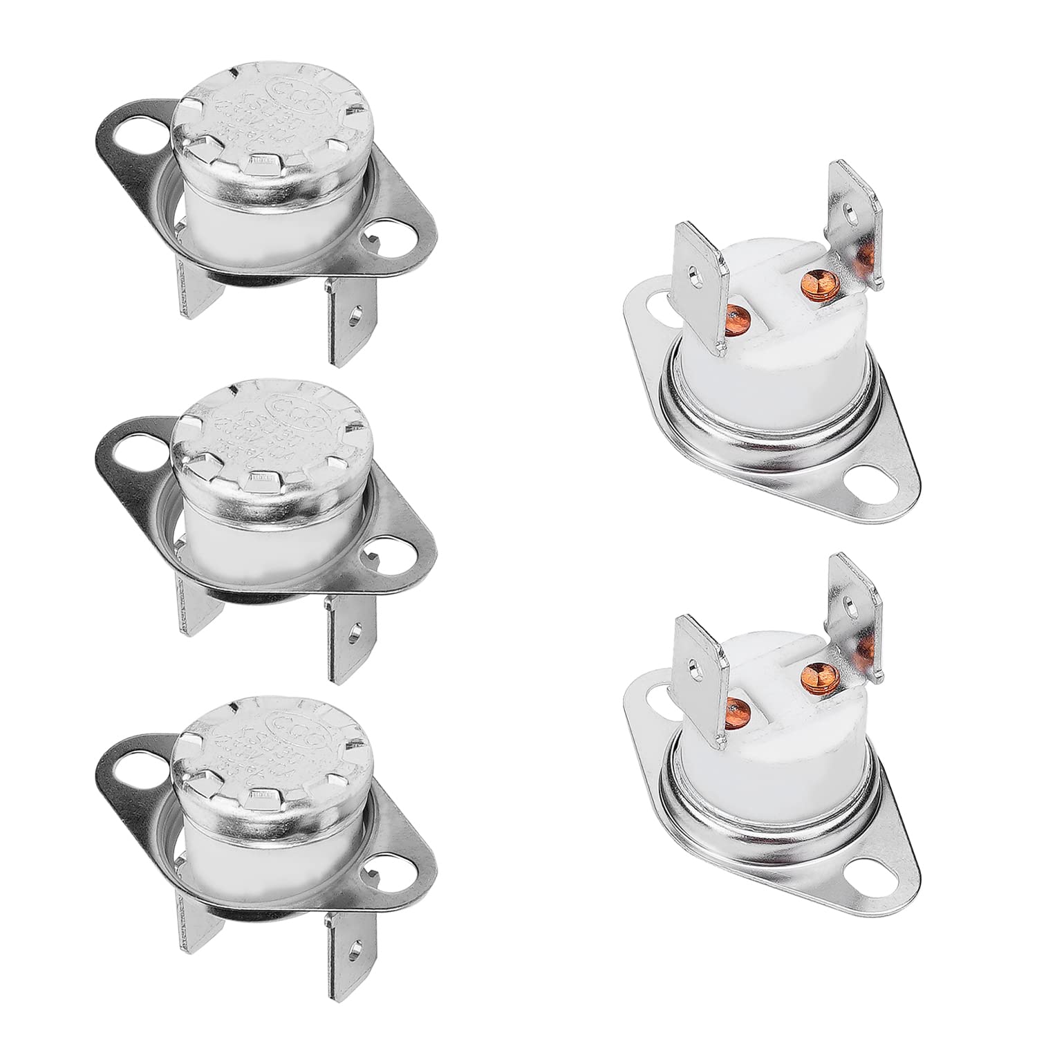 Fielect 5Pcs KSD301 Thermostat 130°C/266°F Normally Closed N.C Snap Disc Limit Control Thermal Switch Microwave Thermostat Silver Tone