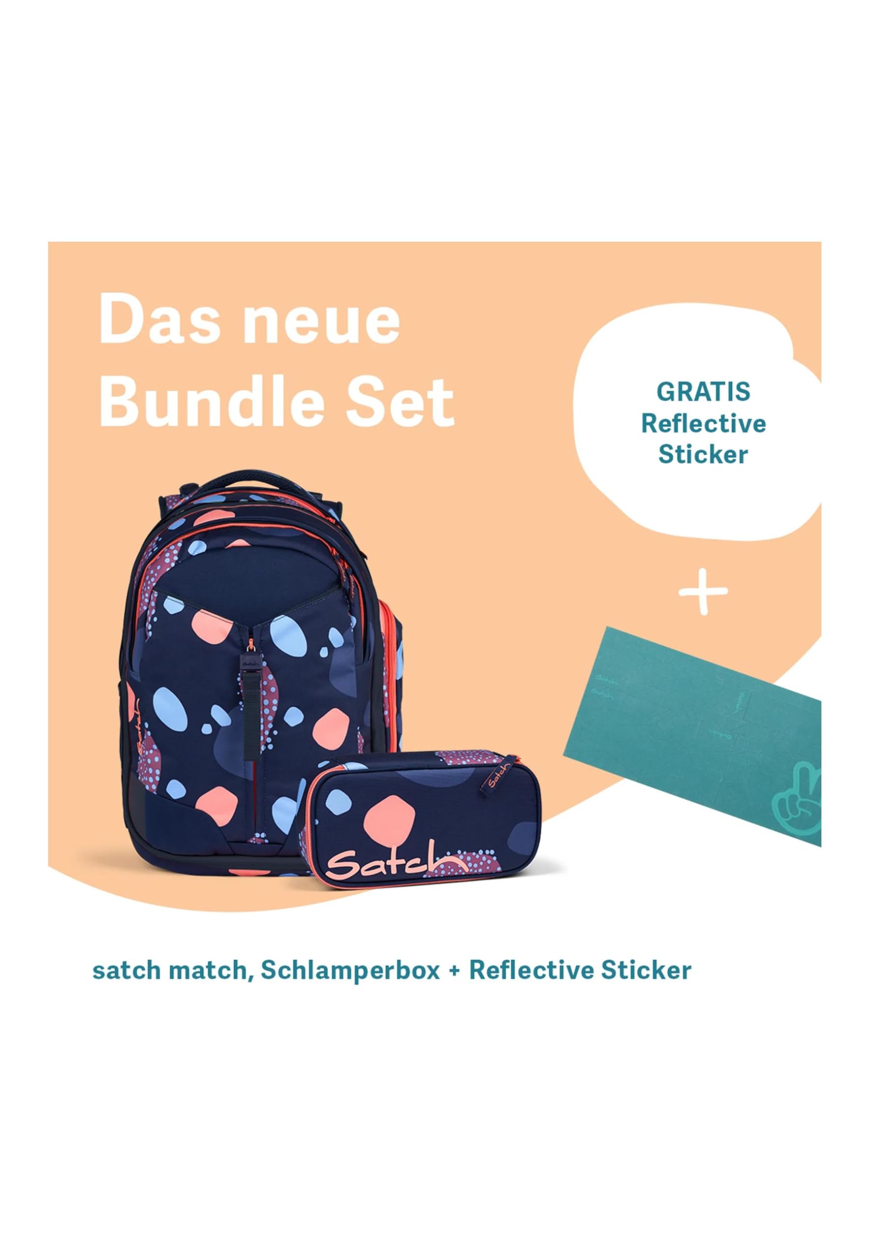 Satch Schulrucksack-Set Match Bundle Coral Reef - Dunkelblau | Ergonomisches 3-teiliges Set mit 35 L Stauraum, standfest und durchdachter Organisation für die 5. Klasse
