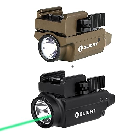 OLIGHT PL-Mini 2 Valkyrie 600 Lumens Magnetic USB Rechargeable Compact Weaponlight Bundled with Baldr S 800 Lumens Compact Rail Mount Weaponlight with Green Beam and White LED Combo