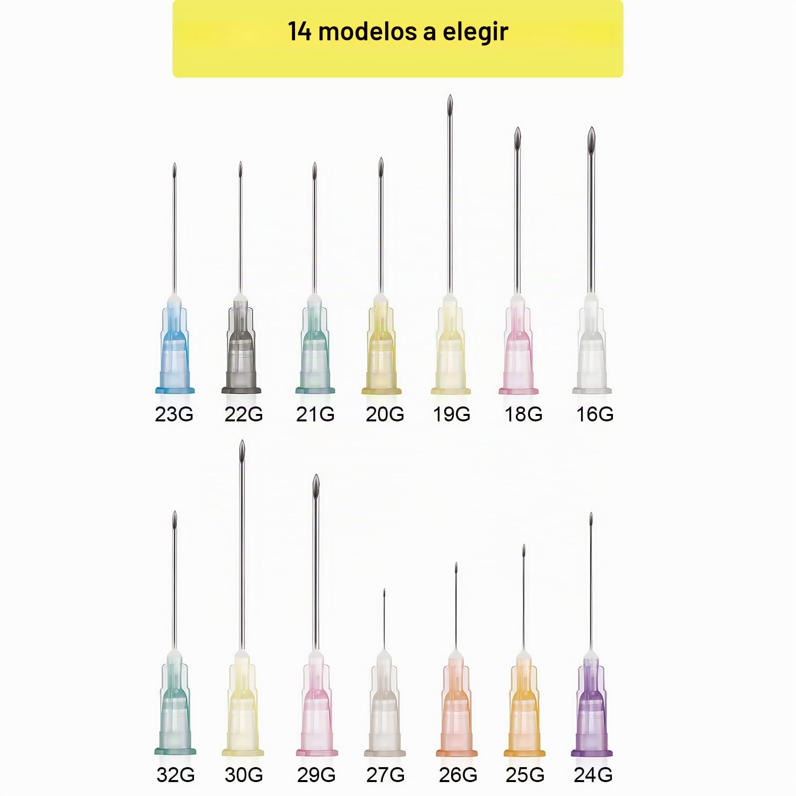34 Ga 5/32 pulgadas (4 mm), bloqueo Luer, embalaje individual, paquete de 100