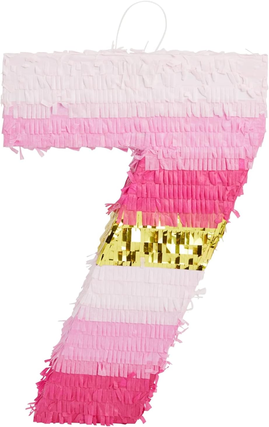 BLUE PANDA Pink Number 7 Pinata - Gold Foil, 11.7 x 10 In - Birthday Party Pinata for 7 Year Old Girl