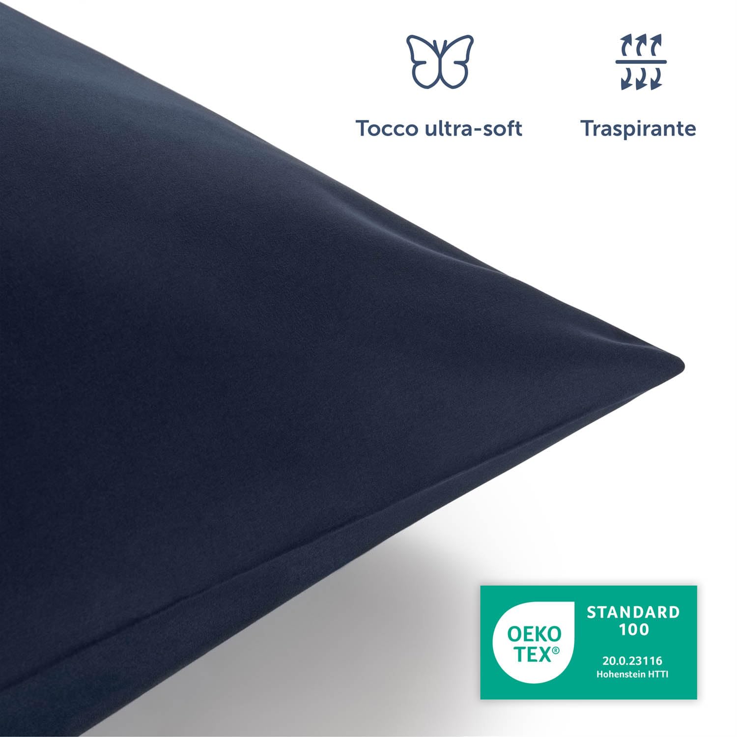 Blumtal Copripiumino Una Piazza e Mezza 200x200 e Federe 50x80 - Set di Lenzuola in microfibra extra morbida certificata Oeko-Tex, Set Copripiumino con 2 Federe - 3 pezzi - Blu Oceano