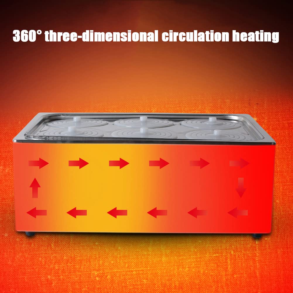 Bain-marie de laboratoire thermostatique à chauffage électrique, 1200W anti-brûlure sèche, réservoir intérieur en acier inoxydable 304 d'une capacité de 20L 6 ouvertures