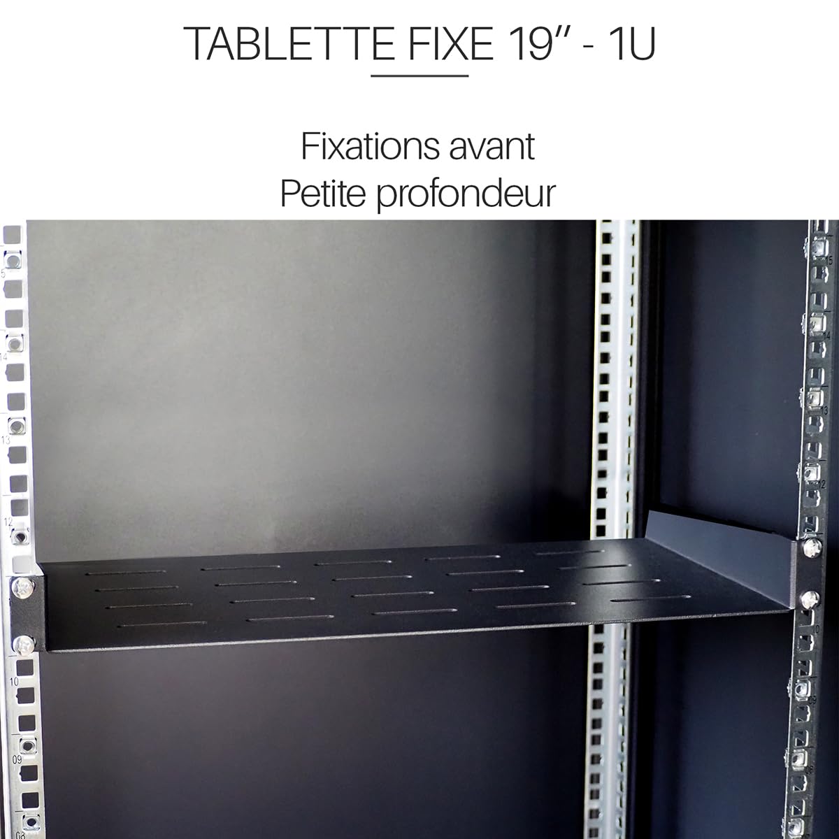 WAYTEX Scaffale a baia 19" 1U 250 mm nero fissaggio anteriore