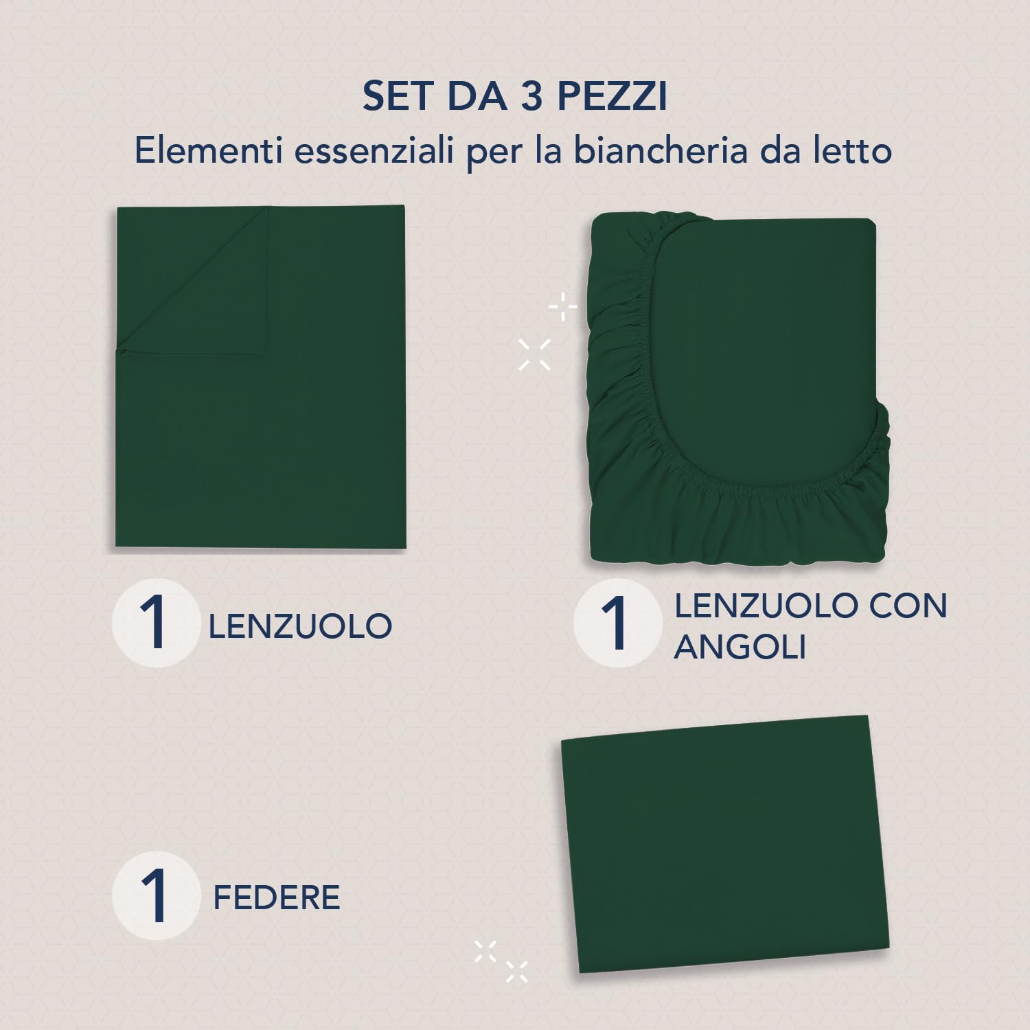 Dreamzie Lenzuola Letto Singolo 90x190 cm - Completo Lenzuola 3 Pezzi in Microfibre - Lenzuolo con Angoli - Lenzuola Sopra - 1 Federa 50x80 - Lenzuola Letto Singolo 90x190cm Verde