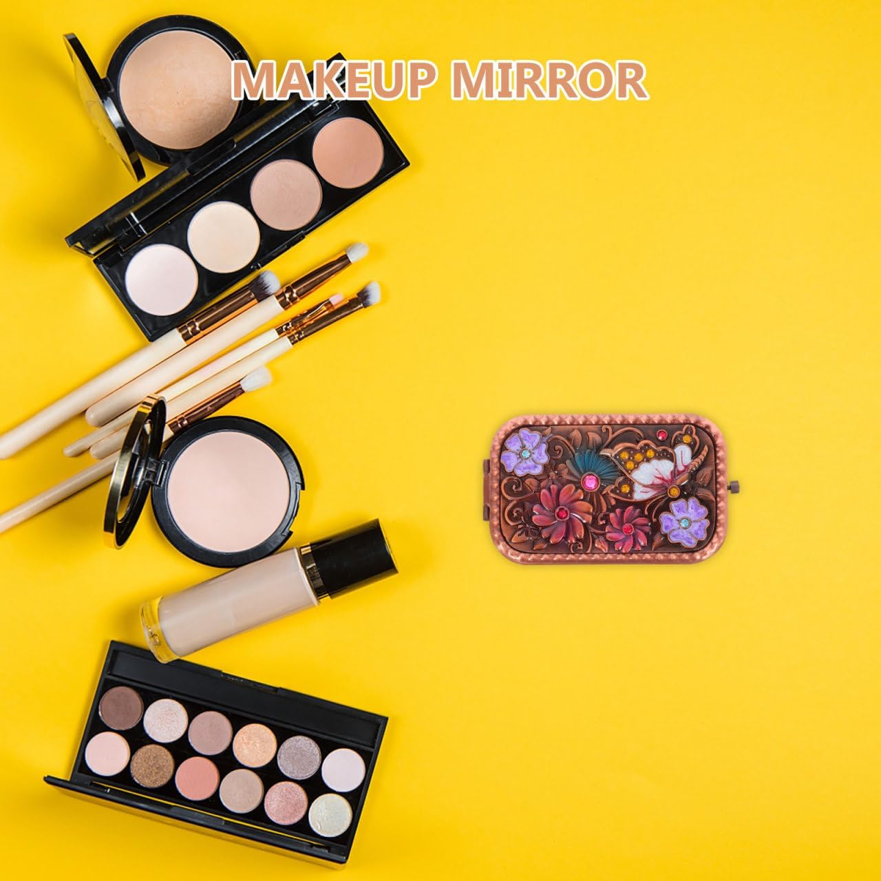 Mipcase Vintage Foldable Makeup Mirror Double Side Compact Retro Pocket Mirror for Women Small Travel Portable for Outdoor Use