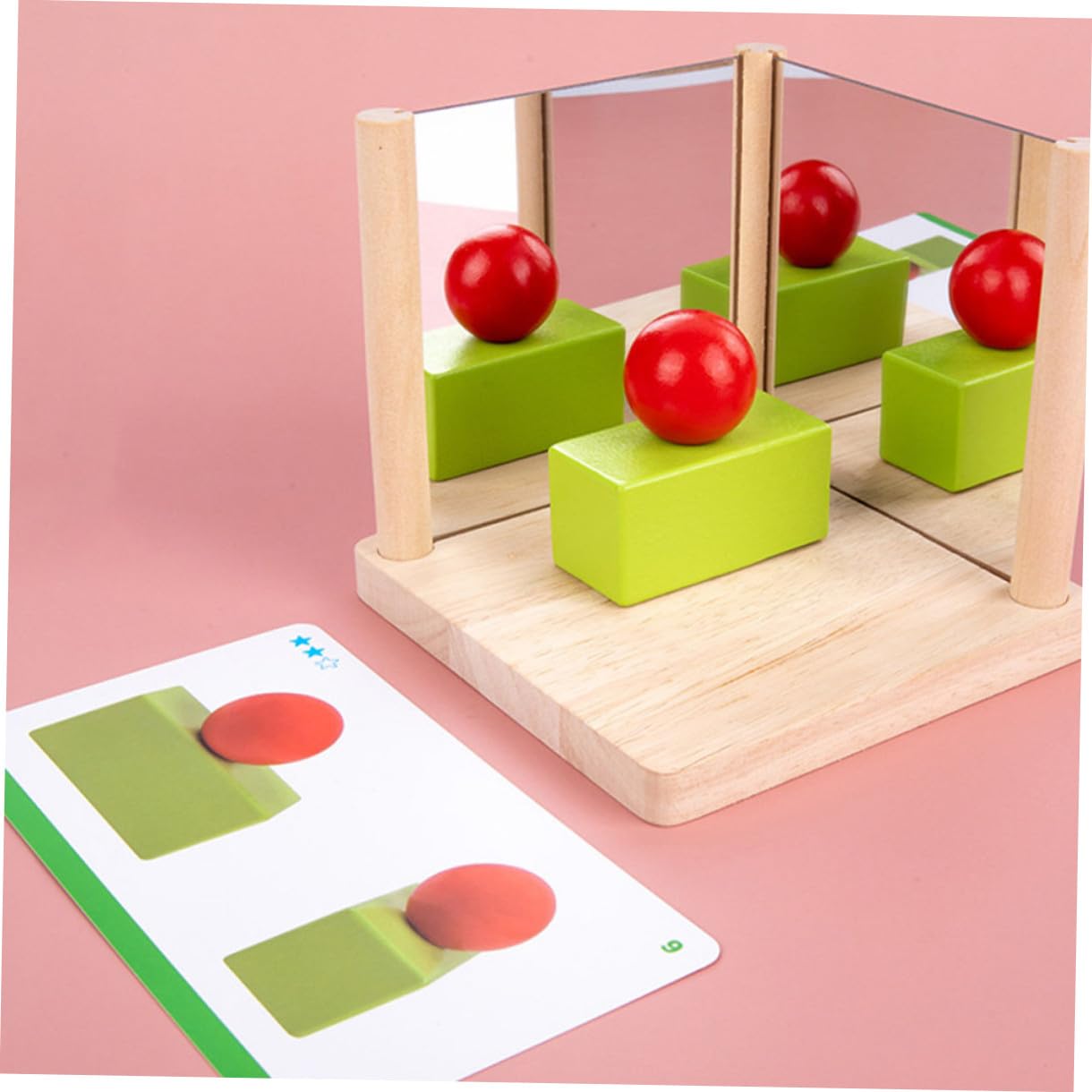 Juego de Bloques de Espejo para Niños, Juguete Cognitivo de Madera Maciza, Tamaño Pequeño, Entrenamiento Lógico y Desarrollo del Pensamiento Espacial, Adecuado para Aprendizaje