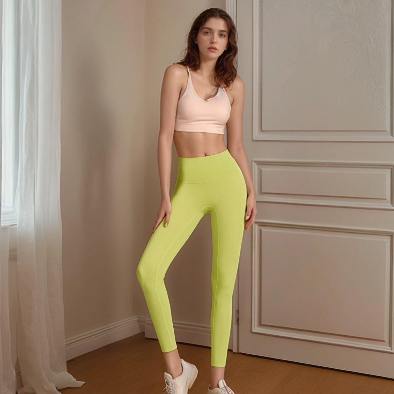 Legginsy do jogi z wysokim stanem dla kobiet, legginsy treningowe do jogi i wypoczynku, pasują do wzrostu 150 cm - 140 cm, 67-75 kg, zielone, ZIELONY, rozmiar uniwersalny
