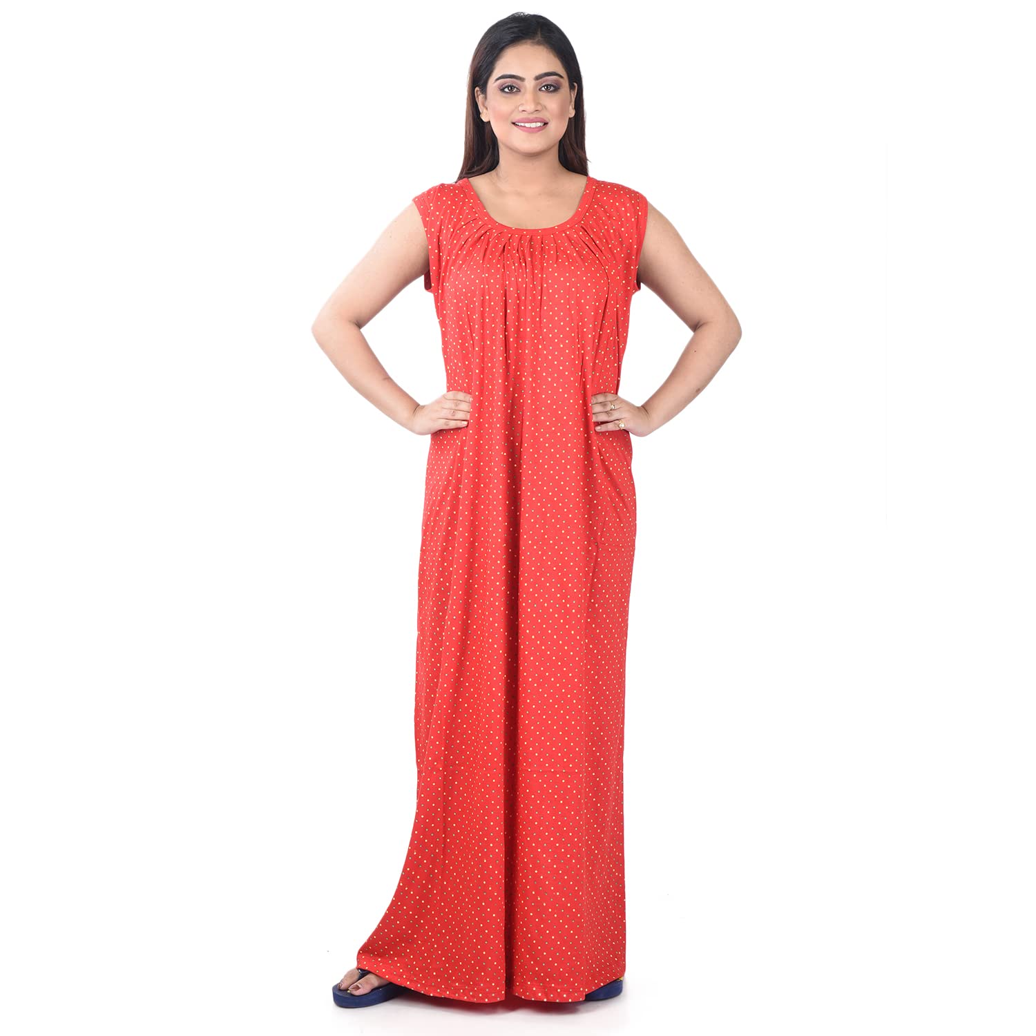 Piyali's Creation Women'sRed Sleeveless Hosiery Cotton Nighty for Women/Ladies/Girls - PCW00001453_5XL-50