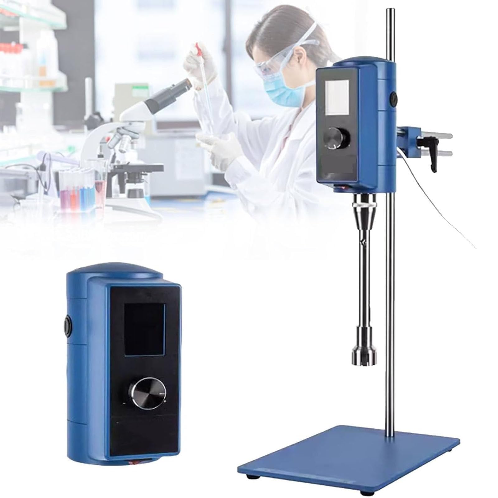 Wangyyds Multicolor Laboratory High Speed Dispersing Homogenizer, 500W Power High Shear Homogenizer 2000-28000Rpm Digital High Shear Mixer Emulsification Machine Emulsion Homogenize Dispersion Machine 18G