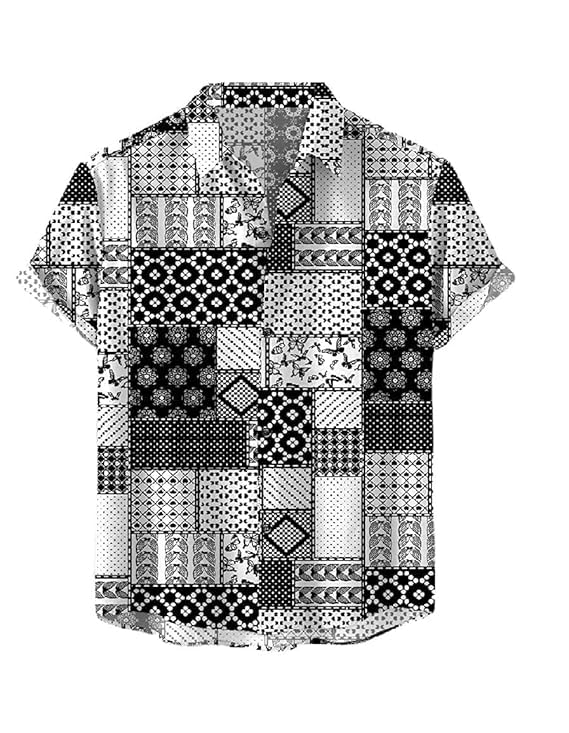 Image of Men's Striped Slim Fit Half Sleeves Stratchable Printed Shirt