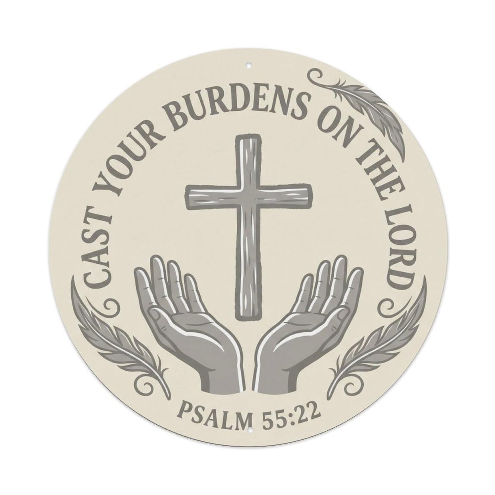 Blessed Home Style Blessing Medallion Sunburst Cross Metal Tin Sign Plaque Wall Decor for Cafe, Man Cave, Club Bar, Office, Home Garden Round Metal Poster 8x8Inch