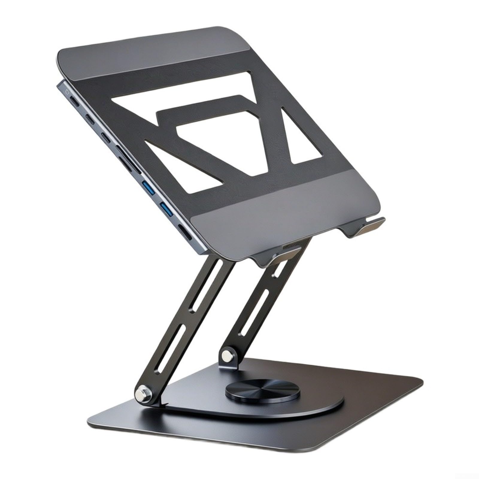 Docking station USB 3.0 con alloggiamento in alluminio, supporto pieghevole per laptop di tipo C per collegamento e raffreddamento, salvaspazio, grigio
