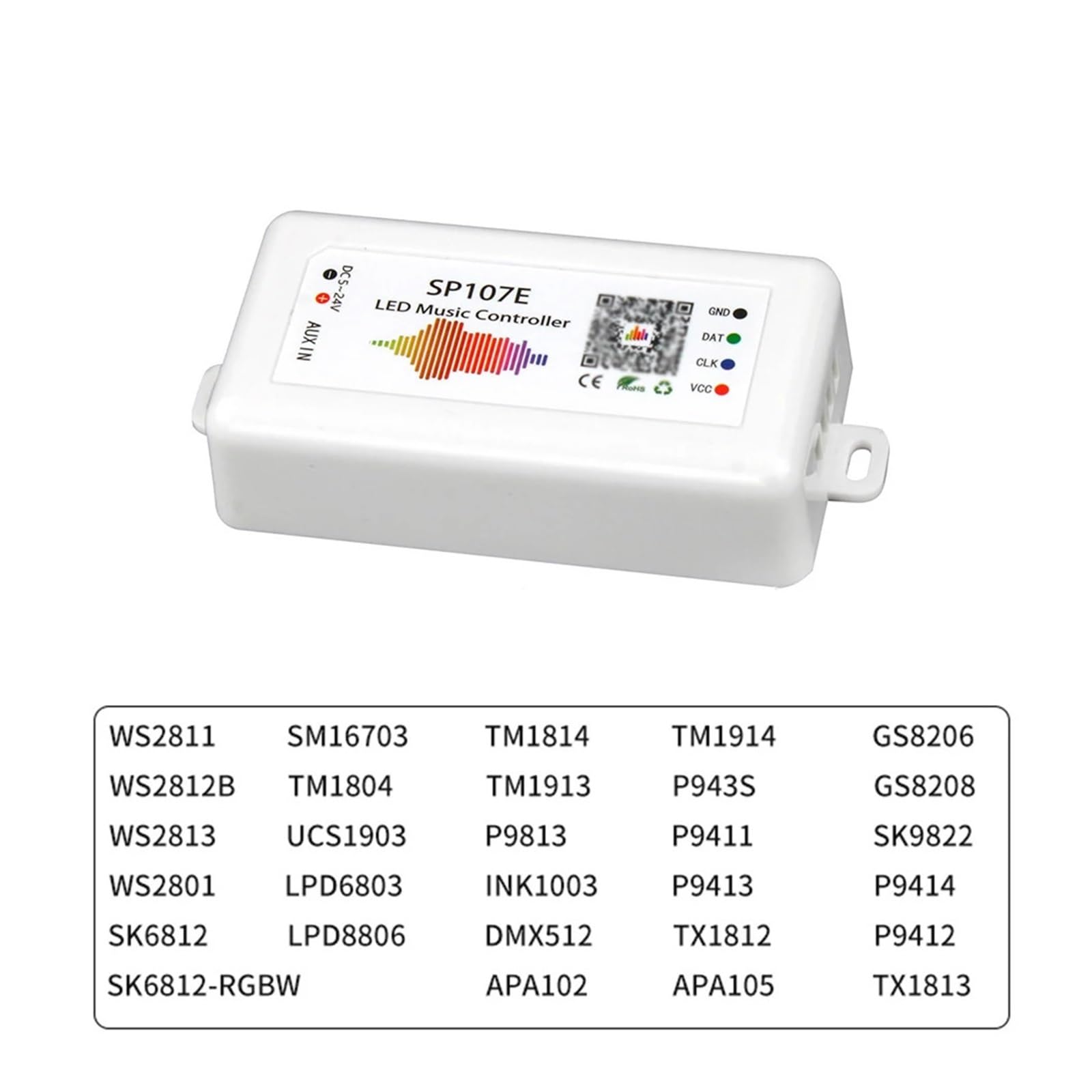 1 pz SP107e LED RGB controller Bluetooth musica IC pixel controller tramite mobile adatto for nastro RGB WS2811 WS2812 SK6812 RGBW APA102 striscia luminosa