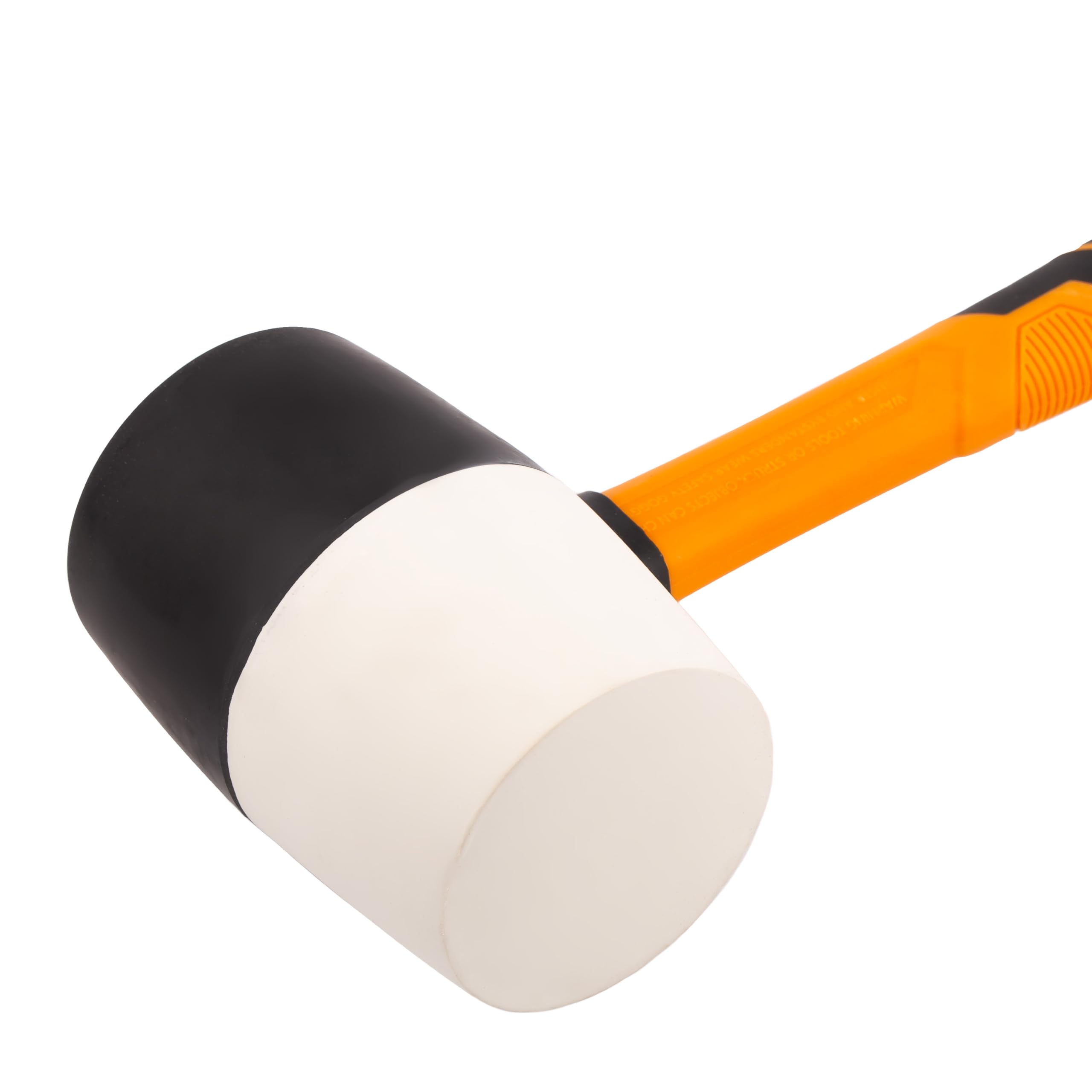 MIVOS Martello in gomma 900 g (32 oz) – Ø 70 mm – Bianco Nero – Martello con manico in fibra di vetro antiscivolo – Martello di montaggio a doppia testa – Martello per pavimentazione con teste morbide