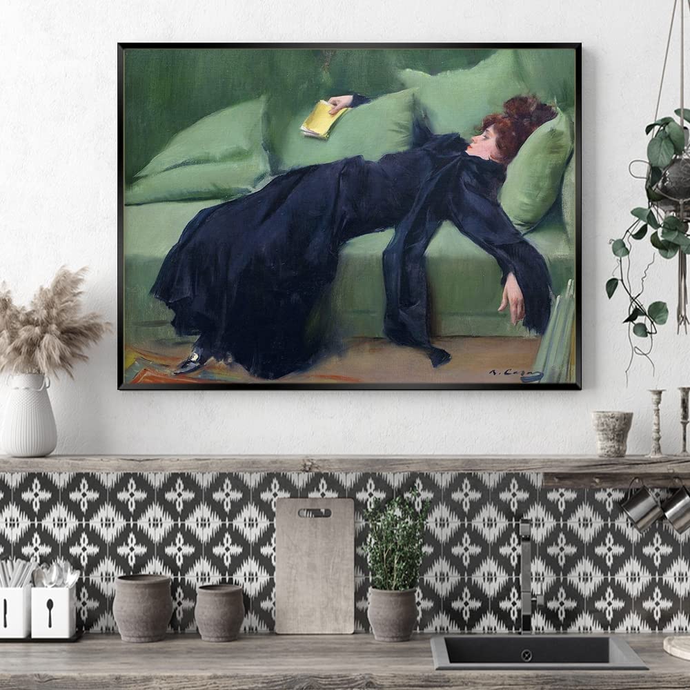 Jeune Décadente Poster De Ramon Casas I Carbó 130 X 100 Cm Vert Tableaux Décoration Murale
