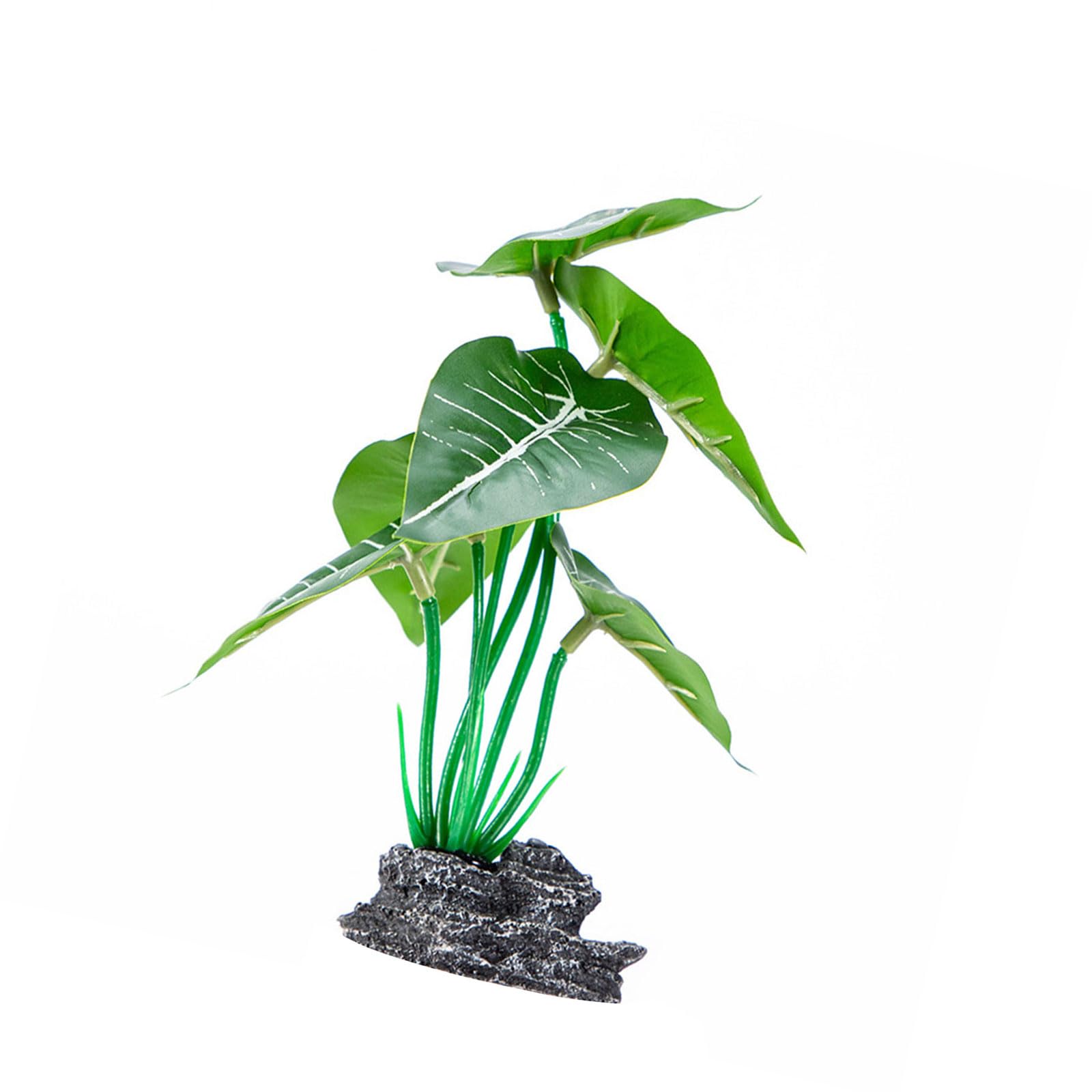 Snorvixre Decorative Artificial Green Plant with Resin Base for Fishtanks Home Use Aquariums Landscape Underwater Accessory Artificial Plant