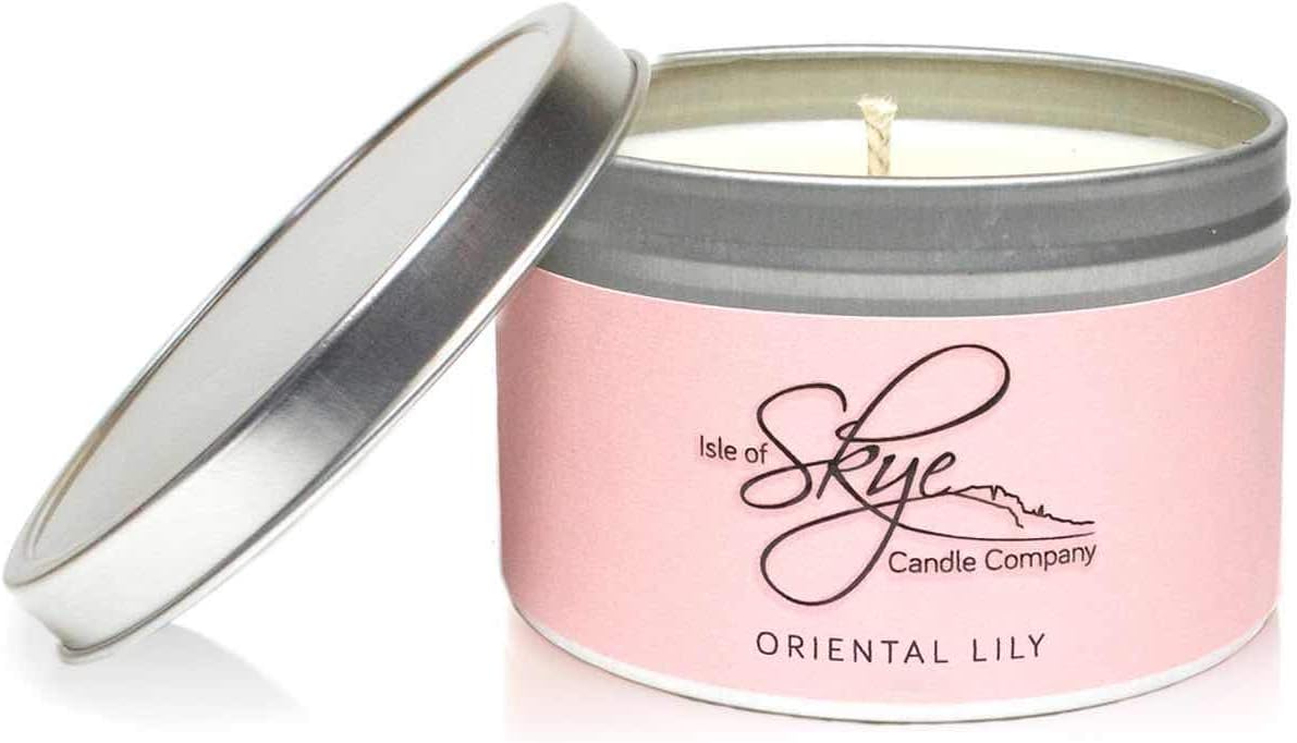 Lily & Bergamot Travel Container | Natural Soy Wax Candle | Handmade in Scotland | Premium Scented Candle | Compact Lightweight Packaging | 30 Hours Burn Time
