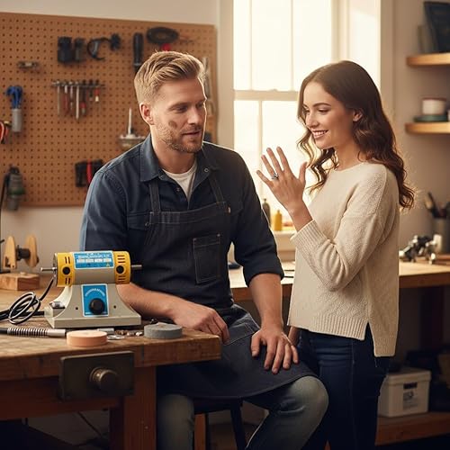 Miniatura 4 de Hengwei Mini Banco Torno Pulidor Joyería Jade Rock Pulido Buffer Máquina Herramienta Kit 110V 350W