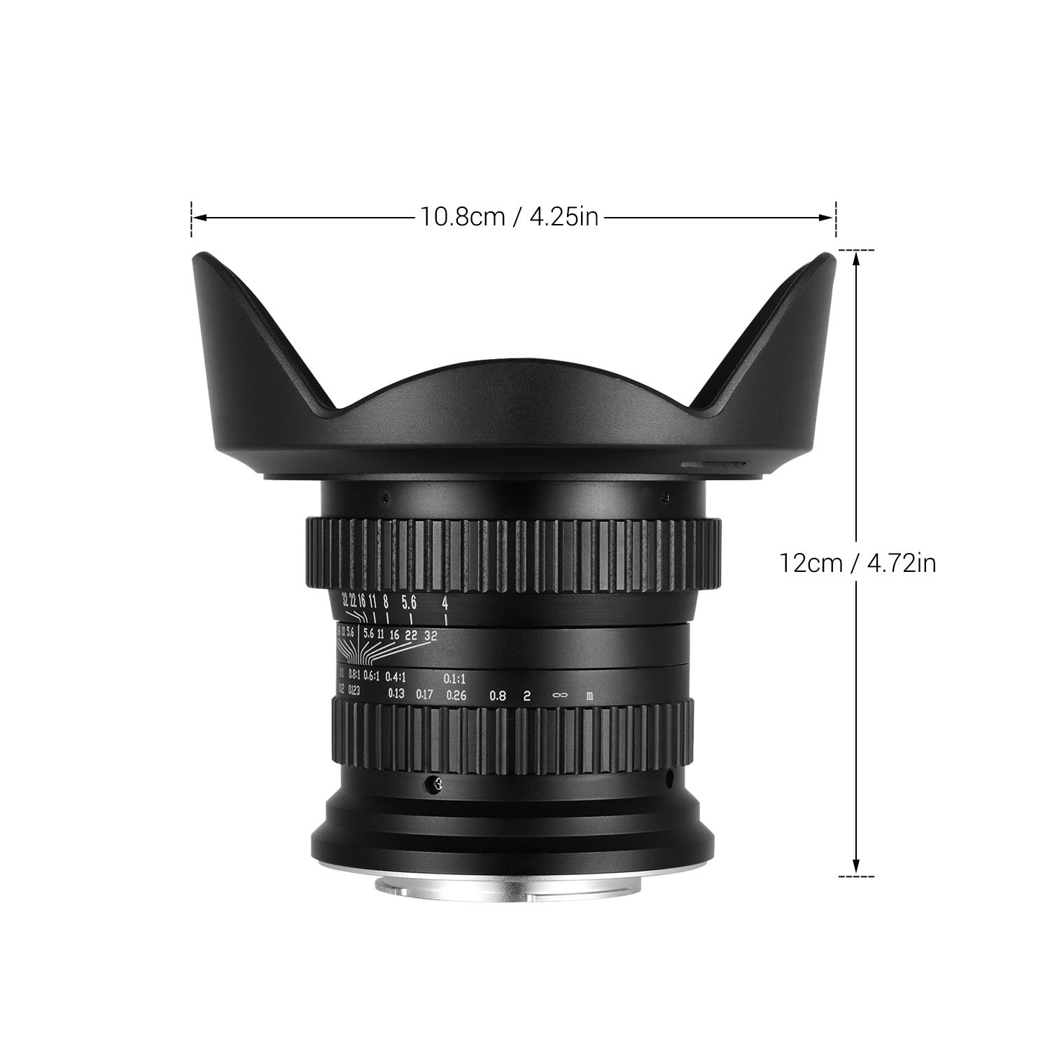 Akozon Obiettivo Macro Grandangolare per Angolo Diagonale Ultra Ampio da 120 Gradi F4 Luminoso con Custodia per Fotocamera Supporto Durevole (AkozonfagU6H-D7915-1)