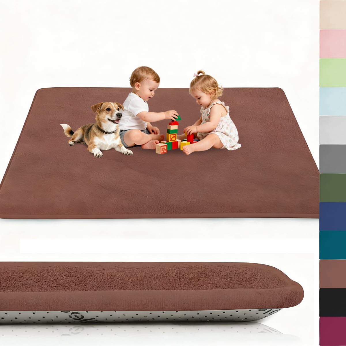 Voxirum Coral Velvet Rug for Children, Crawling Rug Baby, 0.78in Thick Memory Foam Rug, Extra Soft Activity Floor Mat, Non Slip Crawling Mat for Toddlers, Infants, Kids, Yoga Mat, 50 x 80 cm