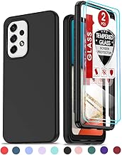 LeYi for Samsung Galaxy A53 5G Case with [2 Pack] Tempered Glass Screen Protector, 360 Full-Body Protective Soft Silicone Bumper Phone Cover for A53 5g Black