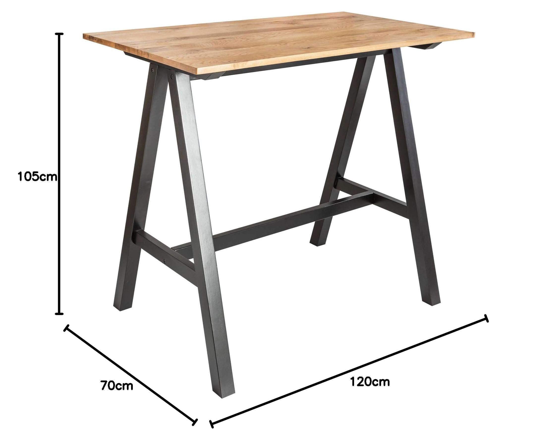 invicta INTERIOR Massiver Bartisch Castle 120cm Wildeiche Natur Industrial Design Bartresen Hausbar Tisch