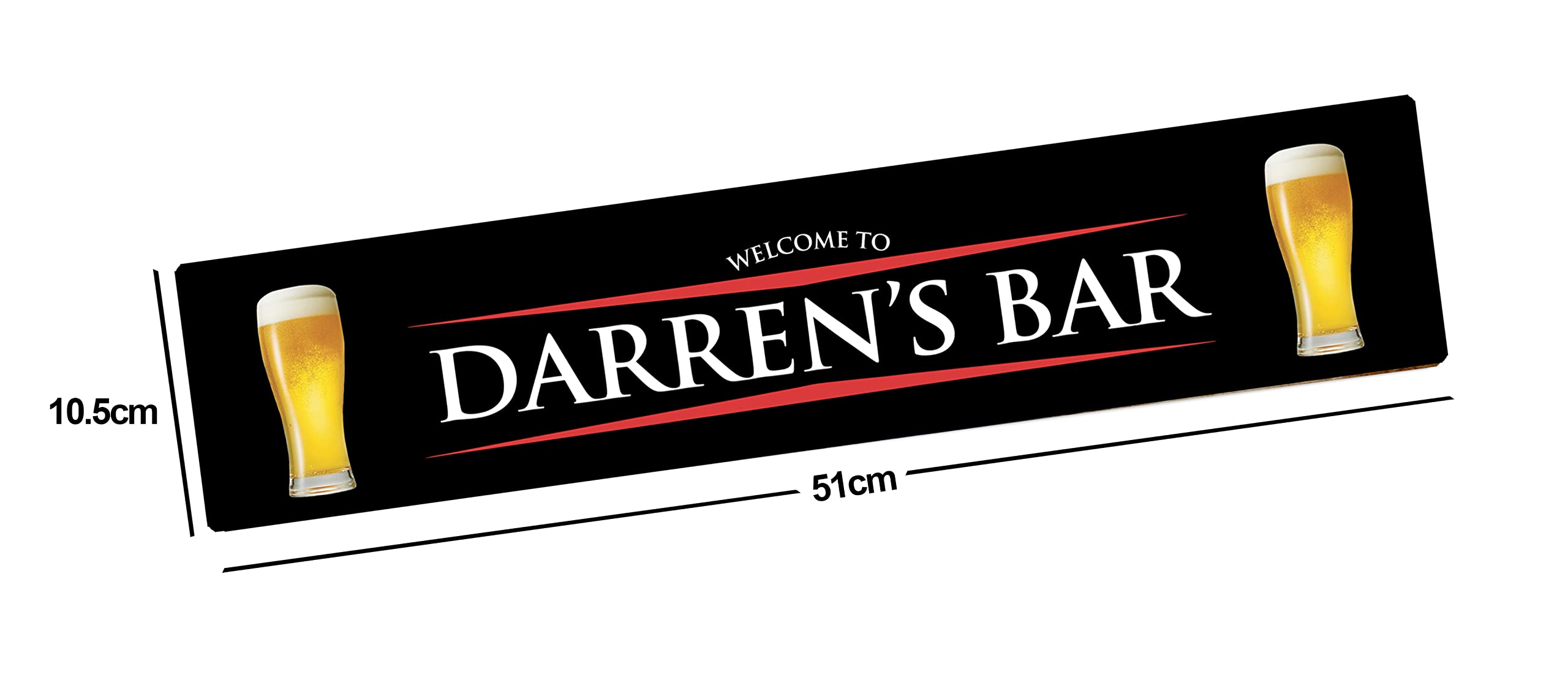 Artylicious Personalised SMall Bar Runner Mat - black red beer printed home bar mat L736