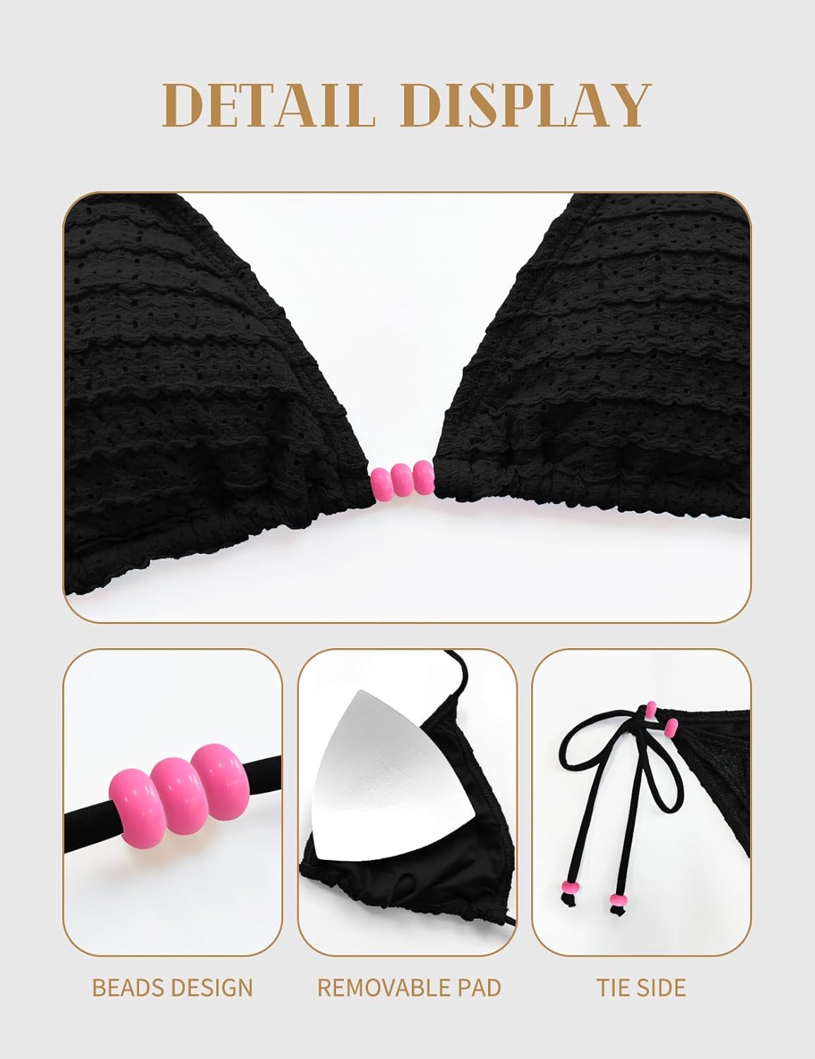 Women Two Piece Bikini Set Halter Triangle Swimsuit Cheeky String Bathing Suits - Image 4