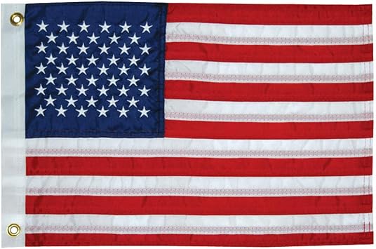 Taylor Made Sewn American Flag for Boats, 12 x 18, Marine-Grade Nylon, Fade Resistant, Brass Grommets, Embroidered Stars and Stripes, Flag only - 2020109194