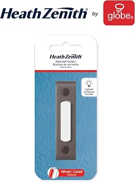Heath Zenith Wired Push Doorbell Button, Oil-Rubbed, Bronze, Metal, Lighted, Surface Mount, Home Improvement, Outdoor