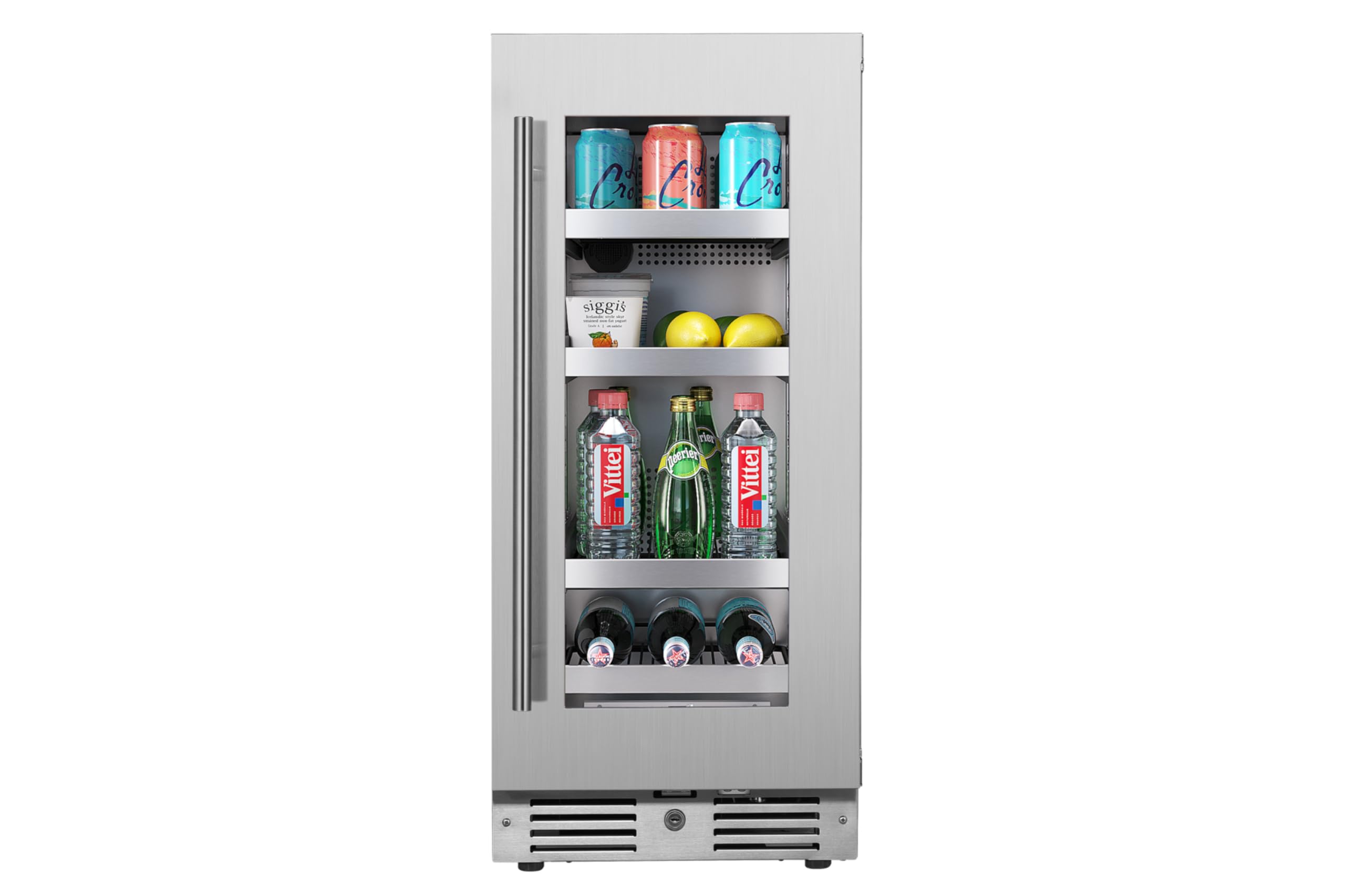 Landmark L3015ui1b-Rh 15 Inch Wide 63 Can Capacity Beverage Cooler With Alternating (Blue, White, Amber) LED Lighting, Door Alarm, Touch Control Panel And Lockable Right Hinged Door - Stainless Steel on Fridge.com - View 3