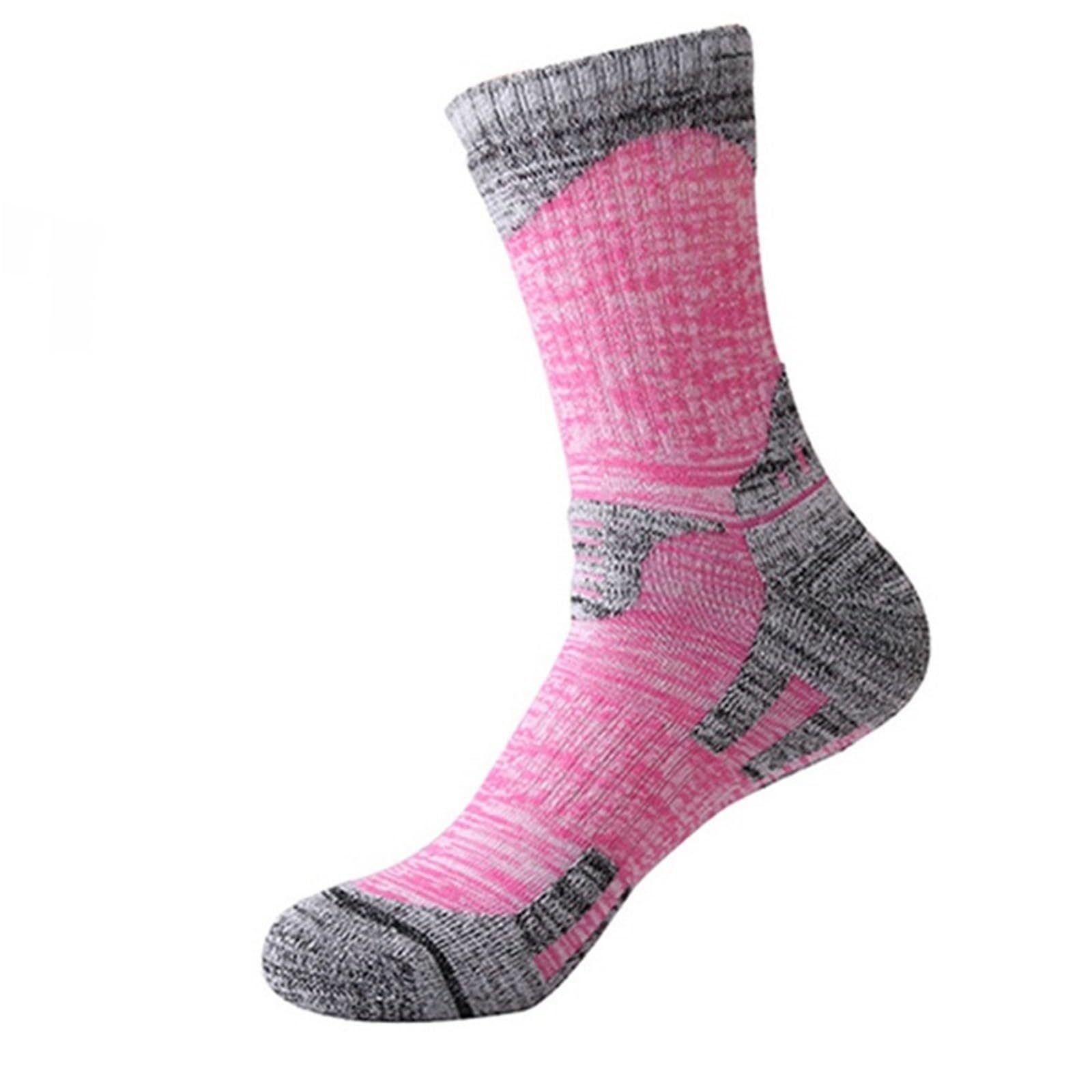 Calze Termiche, Calzini da Sci Autunno Inverno Cotone Trekking for Alpinismo all'aperto Addensare Donna Uomo Sport(Pink)