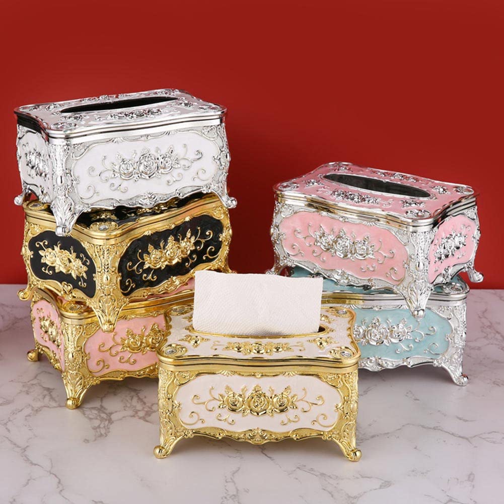 Scatola porta fazzoletti in acrilico Jauhmui, scatola per fazzoletti di lusso europea per ufficio, auto, decorazione, 18,5 x 12,5 x 10 cm (nero)