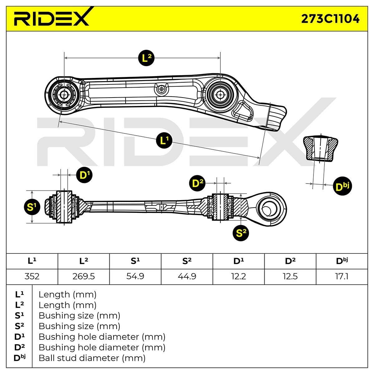 RIDEX 273C1104 Braccio oscillante sospensione ruota Anteriore Destra Compatibilità con AUDI A4 B9 Avant 8W5, 8WD