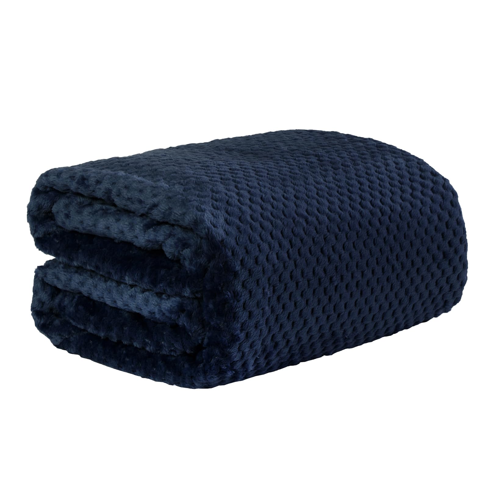 Waffle Honeycomb Mink Throw - Navy Blue / 240cm
