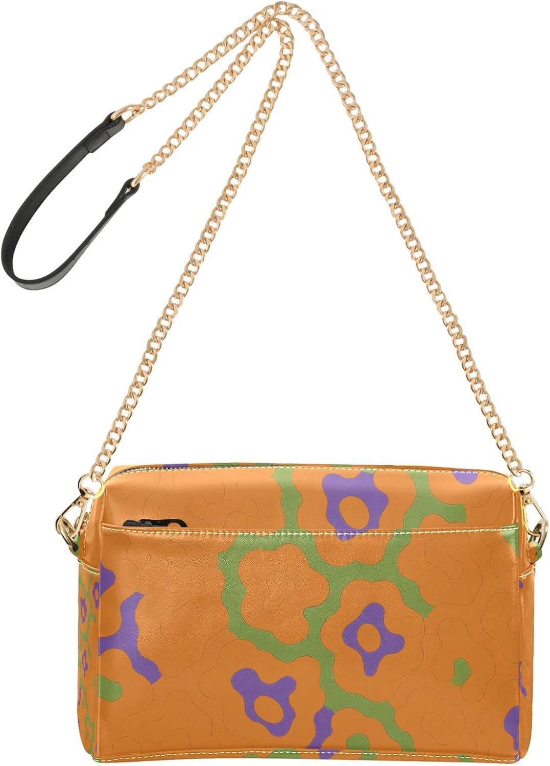 Halloween Leopard Print Pattern Crossbody Small Bag For Women Vegan Leather Casual Everyday Purse Zip Shoulder Hand Bag For Woman