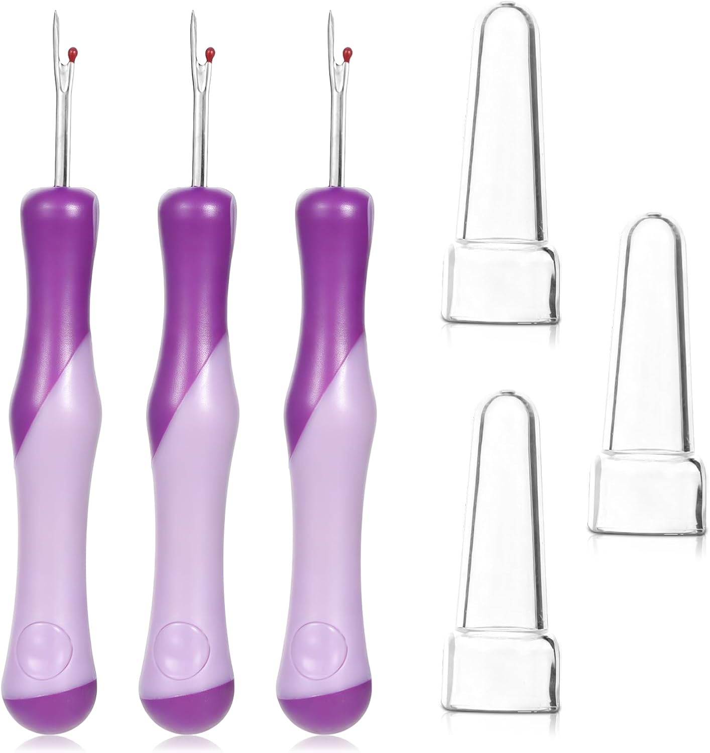 3Pcs Needle and Thread Seam Ripper Ergonomic Stitch Remover Tool Sewing Stitch Ripper with Protective Cap Rippers for Sewing Thread Remover Stitchs Tool for Hand Knitting Cross Stitching Embroidery