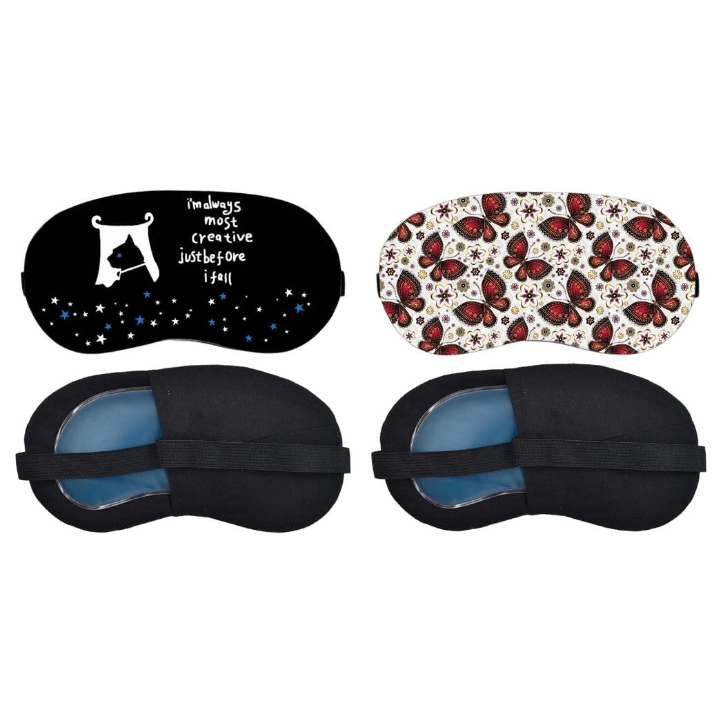 Aoxeria Creative Star Quote, Red Floral Butterfly Pattern Sleeping Mask Combo, Soft Comfortable Light-Blocking Eye Cover for Women, Men & Kids, Reusable Blindfold for Night Sleep, Nap (Pack of 2)-image-33